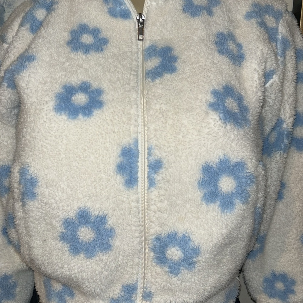 RSQ Girls Floral Print Sherpa Jacket size M - Picture 7 of 8